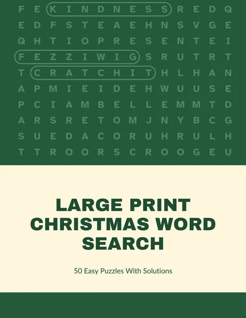 Front cover of the large print sample Christmas word search book