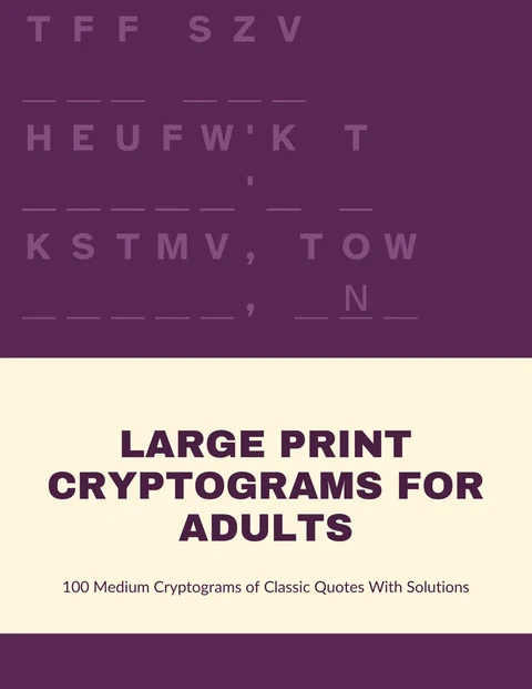 Front cover of the large print sample cryptogram book