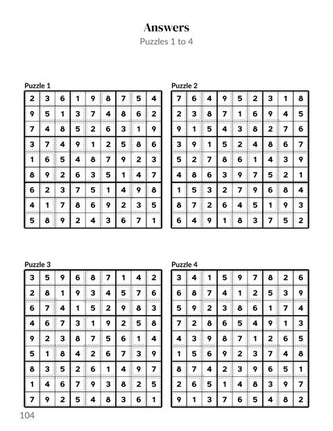 A solutions page from the sample killer sudoku book, the cages outlined in grey