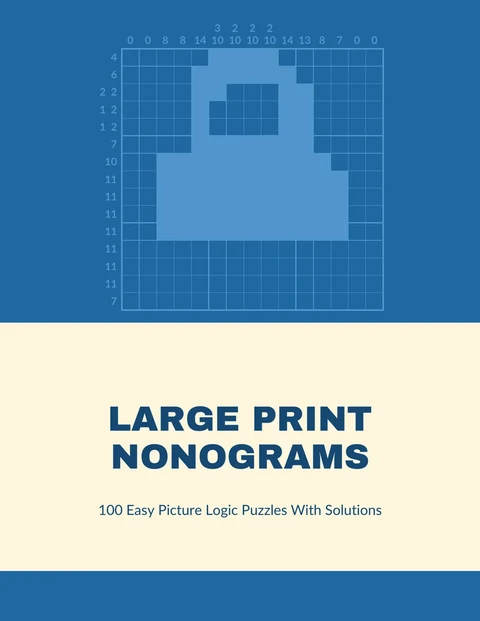 Front cover of the sample nonogram book, a puzzle with part of its picture filled in