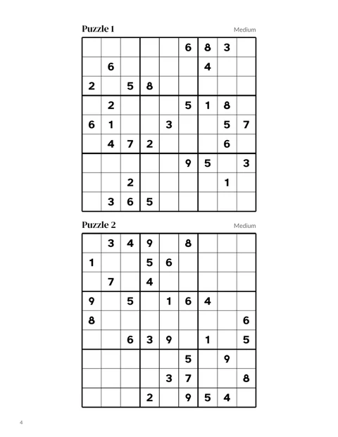 A puzzle page from the sample sudoku book